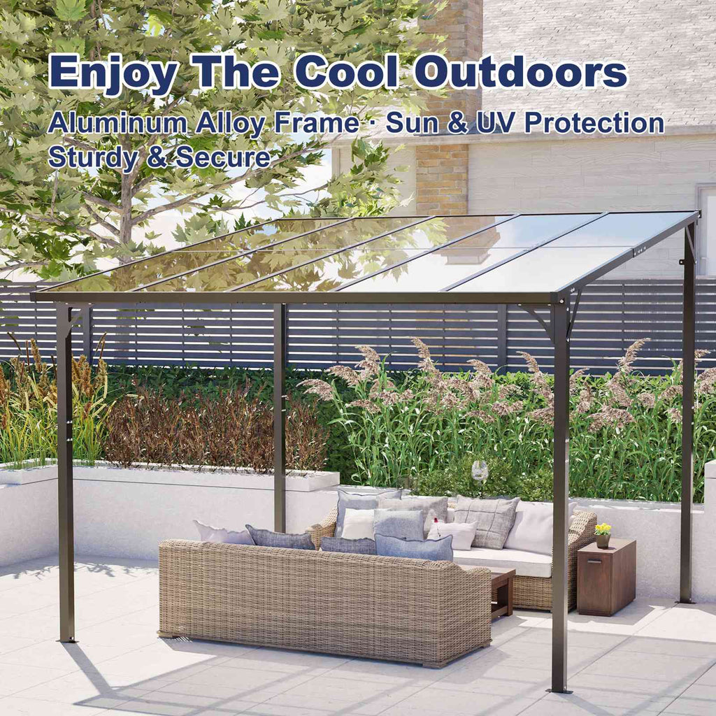 BIRCHTREE Lean To Wall Mounted Pergola with Roof