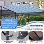 BIRCHTREE Lean To Wall Mounted Pergola with Roof