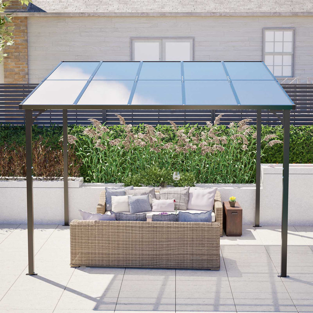 BIRCHTREE Lean To Wall Mounted Pergola with Roof