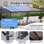 BIRCHTREE Lean To Wall Mounted Pergola with Roof