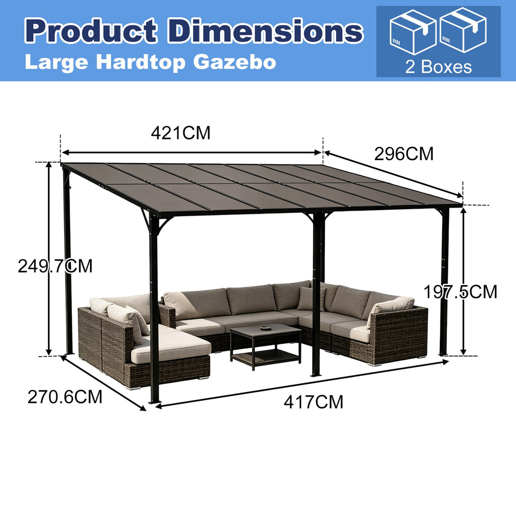 BIRCHTREE Lean To Wall Mounted Pergola with Roof