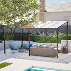 BIRCHTREE Lean To Wall Mounted Pergola with Roof