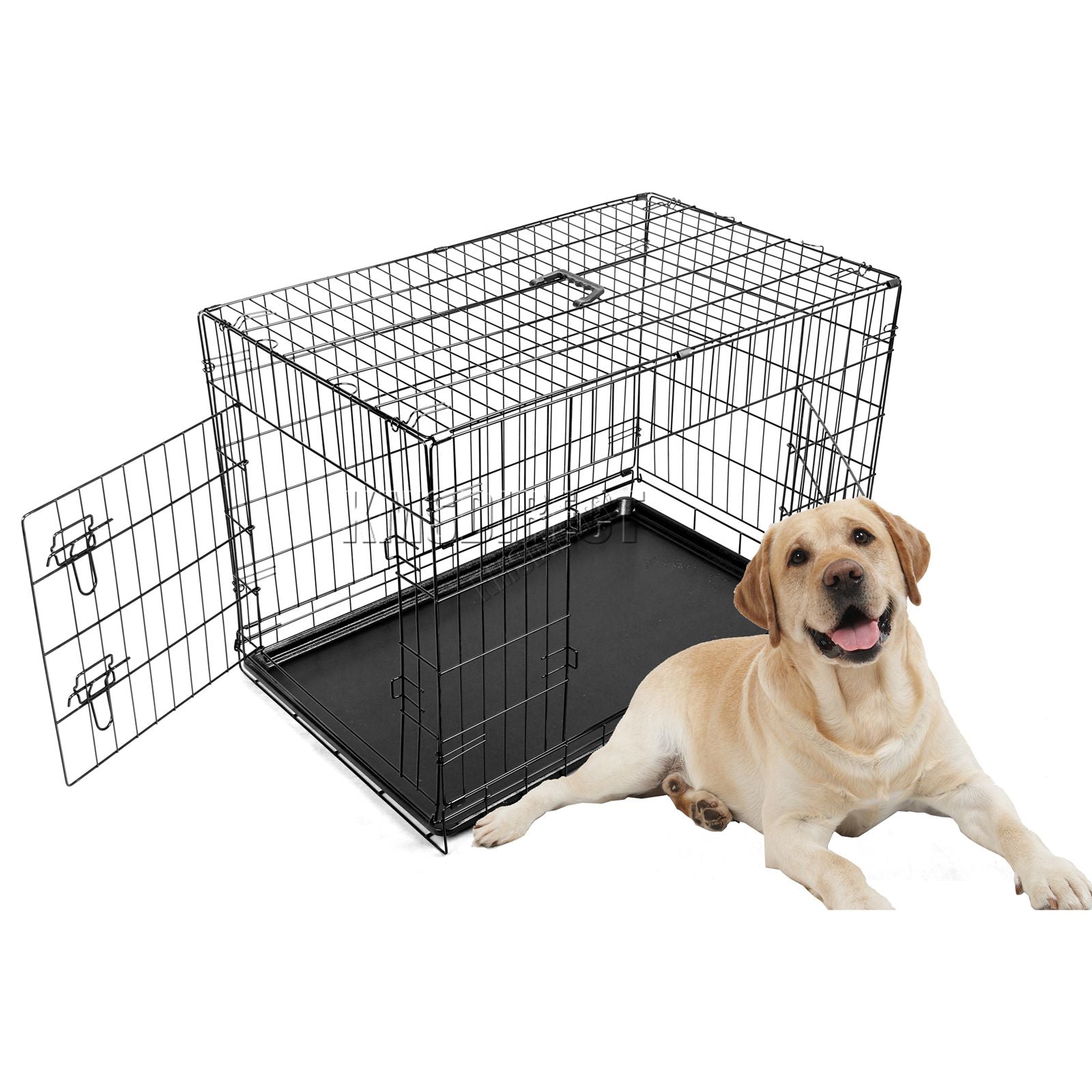 PawHaven Pet Cage Folding Lockable Door With Tray Puppy Crate
