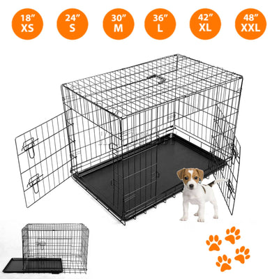 PawHaven Pet Cage Folding Lockable Door With Tray Puppy Crate