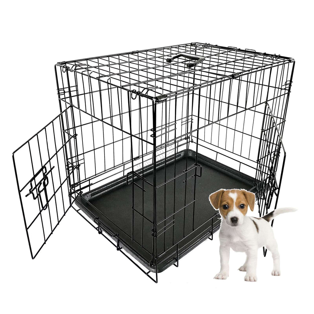 PawHaven Pet Cage Folding Lockable Door With Tray Puppy Crate