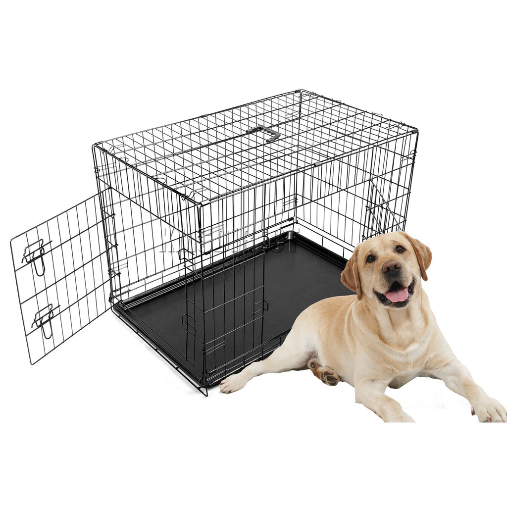 PawHaven Pet Cage Folding Lockable Door With Tray Puppy Crate