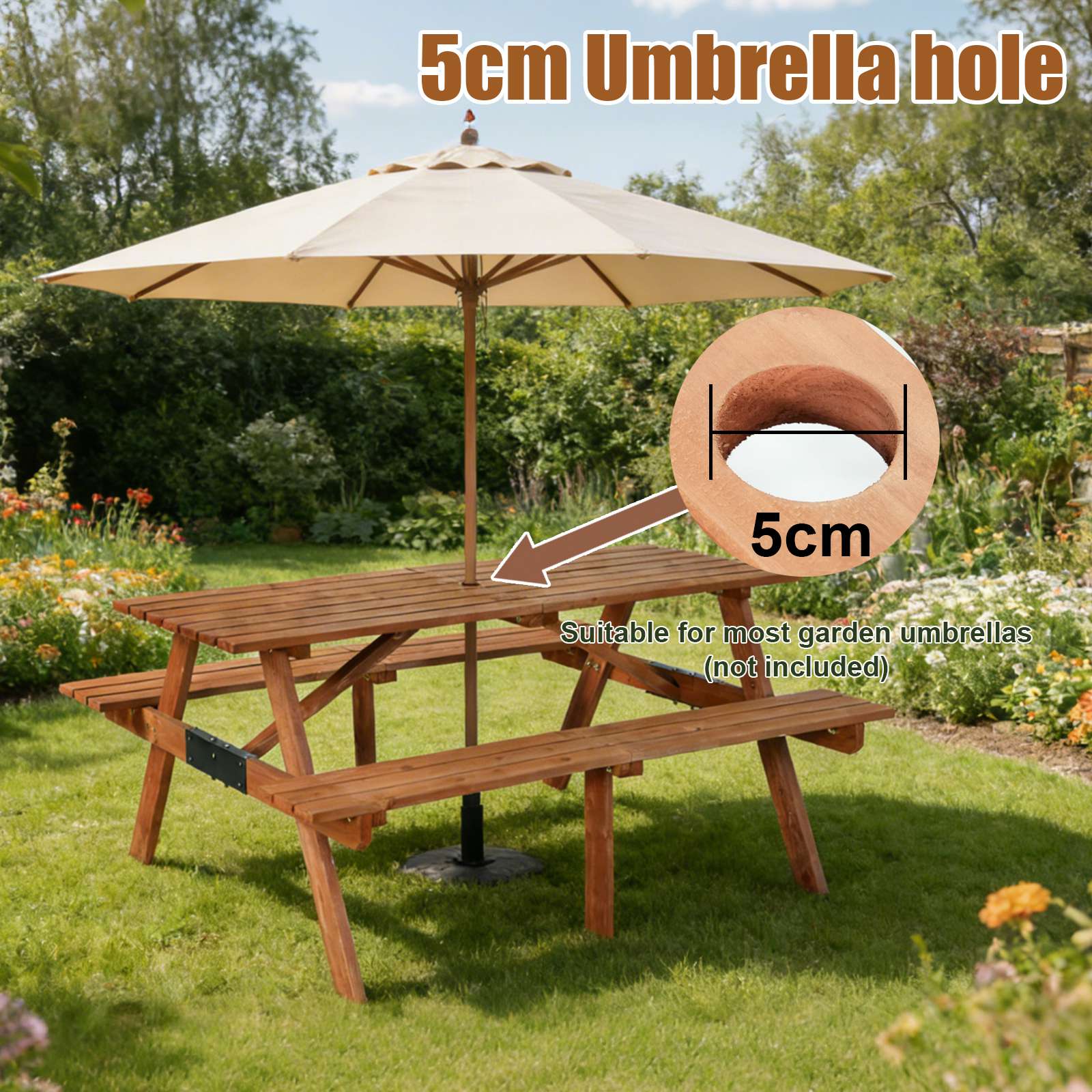 Birchtree Picnic Garden Table - 4-seater
