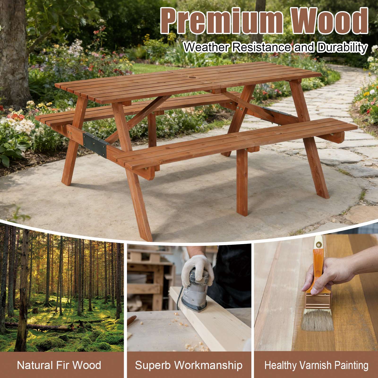 Birchtree Picnic Garden Table - 4-seater