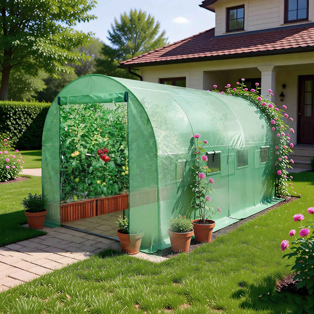 BIRCHTREE Polytunnel Fully Galvanised Frame Greenhouse Poly Tunnel