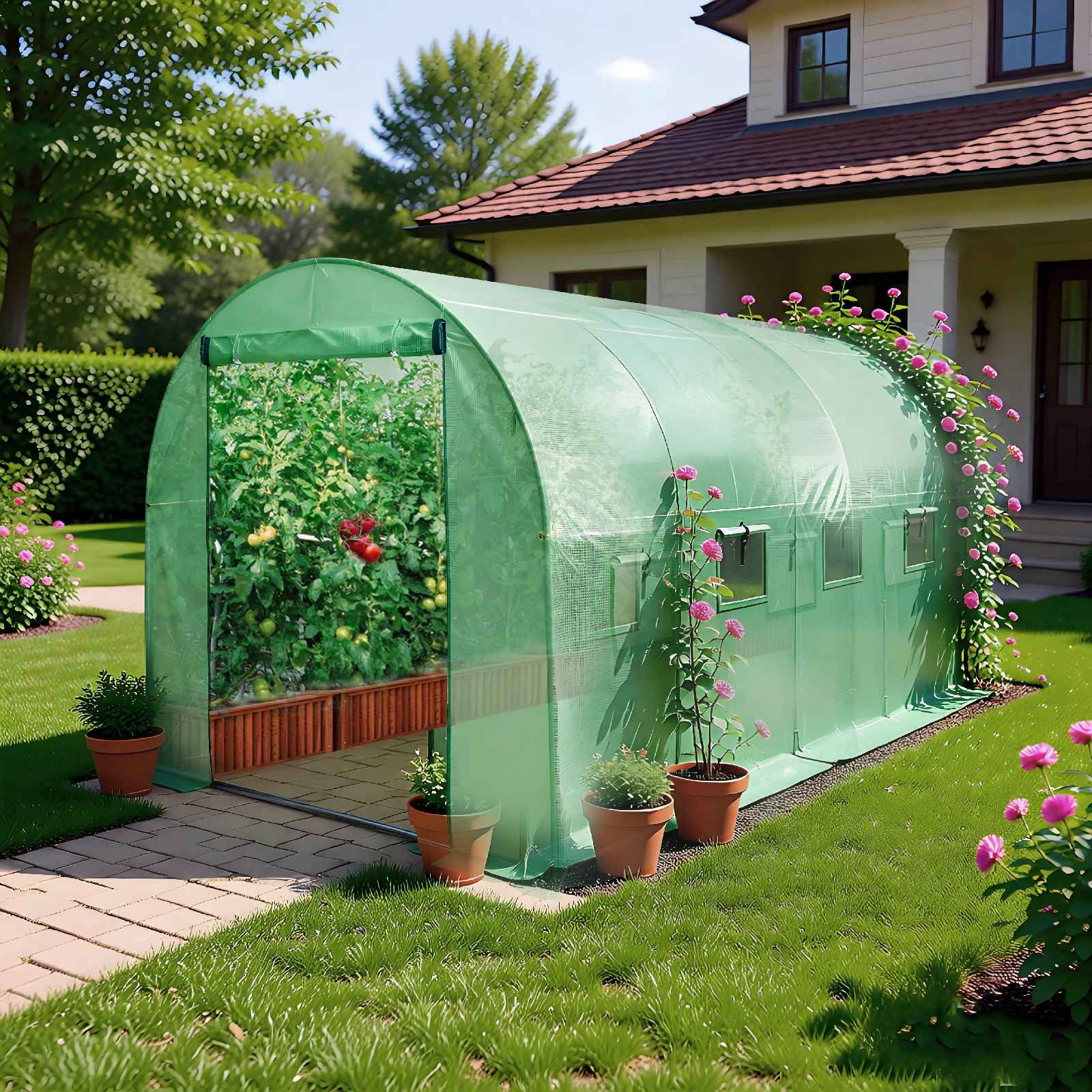 BIRCHTREE Polytunnel Fully Galvanised Frame Greenhouse Poly Tunnel