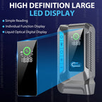 High definition large LED display of a portable jump starter with Switzer branding on a blue background