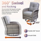 BIRCHTREE 3 Piece Rattan Armchair Table Set Grey