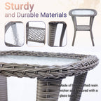 BIRCHTREE 3 Piece Rattan Armchair Table Set Grey