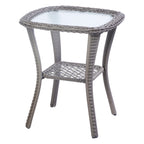 BIRCHTREE 3 Piece Rattan Armchair Table Set Grey