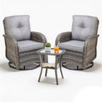 BIRCHTREE 3 Piece Rattan Armchair Table Set Grey