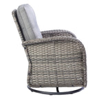 BIRCHTREE 3 Piece Rattan Armchair Table Set Grey