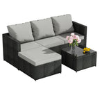 BIRCHTREE Rattan Garden Furniture Set Corner Sofa Glass Table Patio 5 Pieces 01