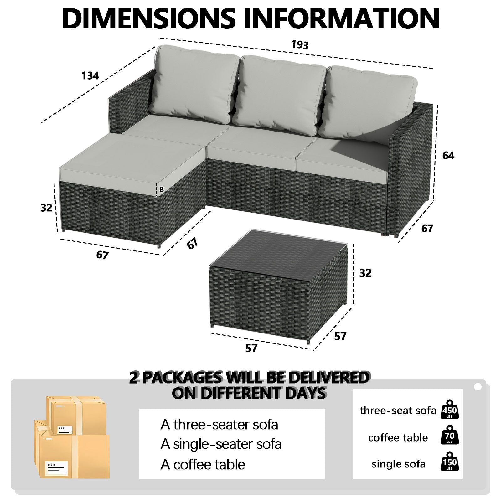 BIRCHTREE Rattan Garden Furniture Set Corner Sofa Glass Table Patio 5 Pieces 01