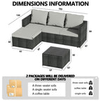 BIRCHTREE Rattan Garden Furniture Set Corner Sofa Glass Table Patio 5 Pieces 01