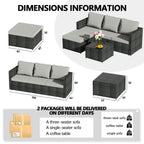 BIRCHTREE Rattan Garden Furniture Set Corner Sofa Glass Table Patio 5 Pieces 01