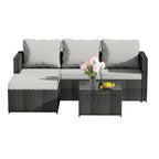 BIRCHTREE Rattan Garden Furniture Set Corner Sofa Glass Table Patio 5 Pieces 01