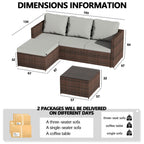 BIRCHTREE Rattan Garden Furniture Set Corner Sofa Glass Table Patio 5 Pieces 01