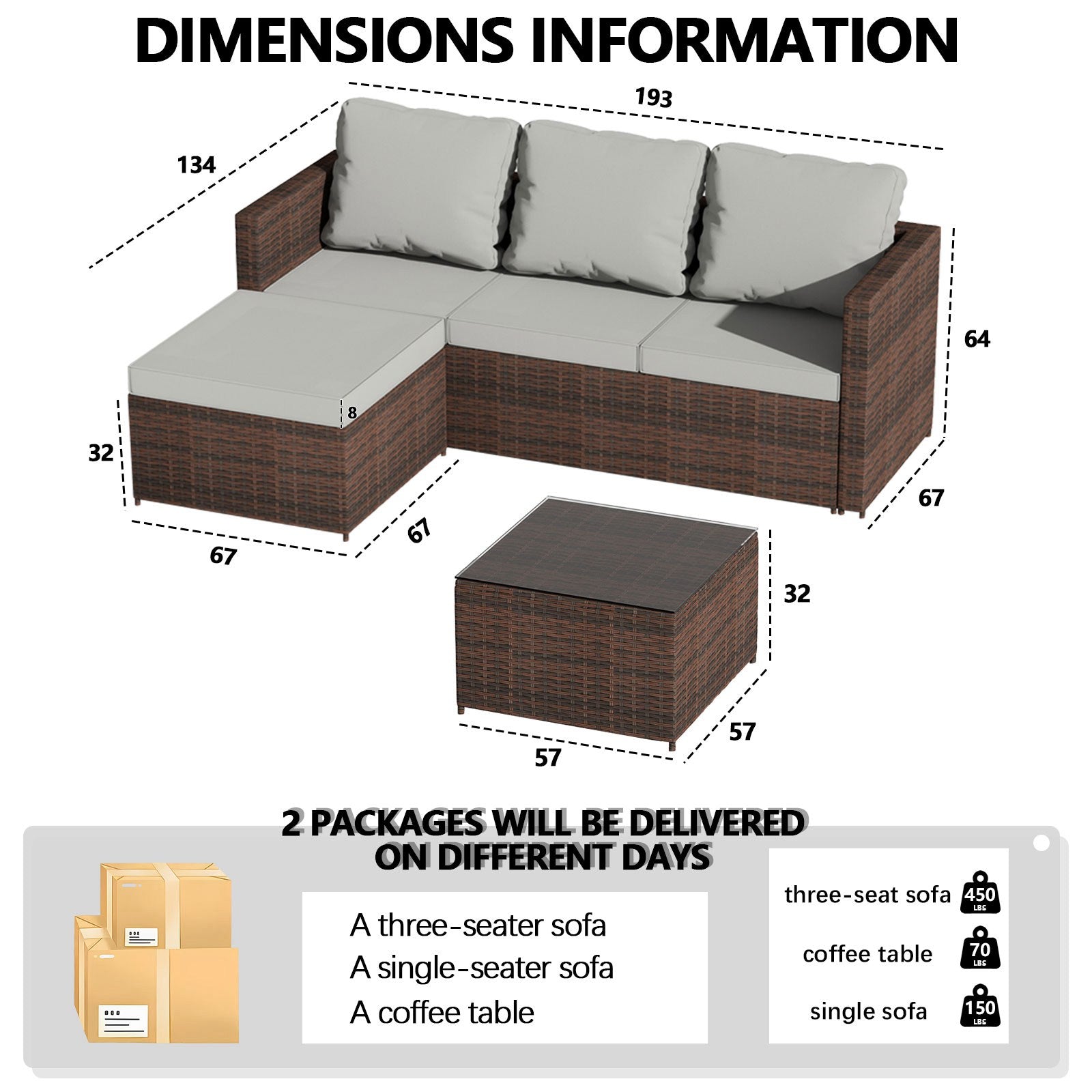 BIRCHTREE Rattan Garden Furniture Set Corner Sofa Glass Table Patio 5 Pieces 01