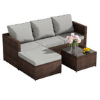 BIRCHTREE Rattan Garden Furniture Set Corner Sofa Glass Table Patio 5 Pieces 01