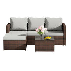 BIRCHTREE Rattan Garden Furniture Set Corner Sofa Glass Table Patio 5 Pieces 01