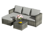 BIRCHTREE Rattan Garden Furniture Set Corner Sofa Glass Table Patio 5 Pieces 01
