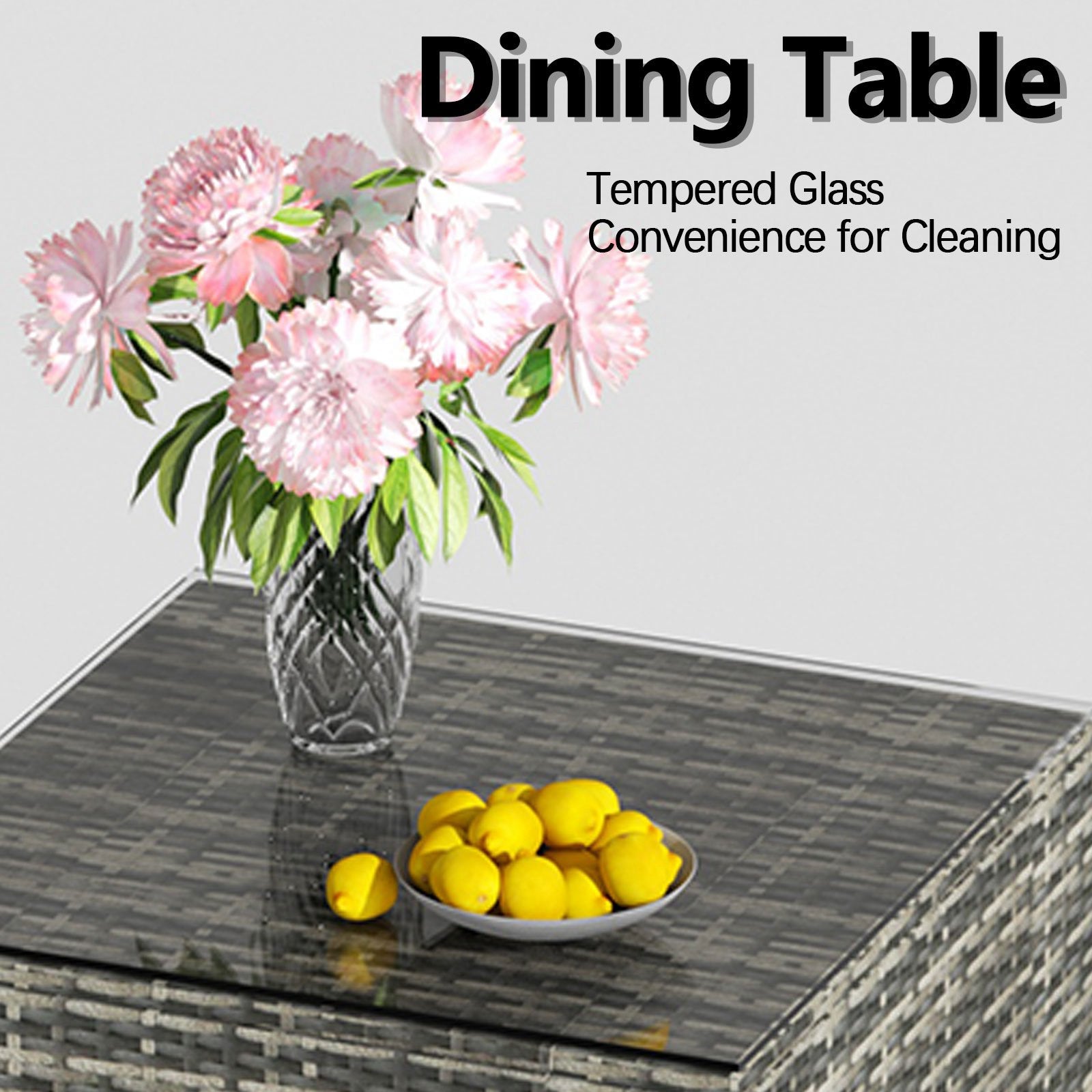 BIRCHTREE Rattan Garden Furniture Set Corner Sofa Glass Table Patio 5 Pieces 01
