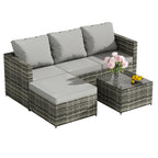 BIRCHTREE Rattan Garden Furniture Set Corner Sofa Glass Table Patio 5 Pieces 01