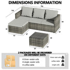 BIRCHTREE Rattan Garden Furniture Set Corner Sofa Glass Table Patio 5 Pieces 01