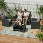 BIRCHTREE Rattan Garden Furniture Set Armchair Sofa Glass Table 02
