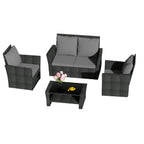 BIRCHTREE Rattan Garden Furniture Set Armchair Sofa Glass Table 02