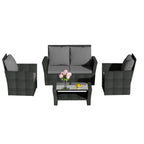 BIRCHTREE Rattan Garden Furniture Set Armchair Sofa Glass Table 02