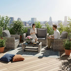 BIRCHTREE Rattan Garden Furniture Set Armchair Sofa Glass Table 02