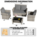 BIRCHTREE Rattan Garden Furniture Set Armchair Sofa Glass Table 02
