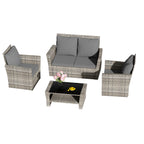 BIRCHTREE Rattan Garden Furniture Set Armchair Sofa Glass Table 02
