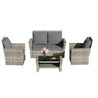 BIRCHTREE Rattan Garden Furniture Set Armchair Sofa Glass Table 02