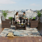 BIRCHTREE Rattan Garden Furniture Set Armchair Sofa Glass Table 02