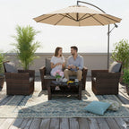 BIRCHTREE Rattan Garden Furniture Set Armchair Sofa Glass Table 02