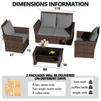BIRCHTREE Rattan Garden Furniture Set Armchair Sofa Glass Table 02