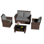 BIRCHTREE Rattan Garden Furniture Set Armchair Sofa Glass Table 02