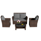 BIRCHTREE Rattan Garden Furniture Set Armchair Sofa Glass Table 02