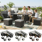 BIRCHTREE Rattan Garden Furniture Set Sofa Footstool Glass Table 9 Seat Patio 04
