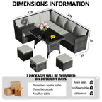 BIRCHTREE Rattan Garden Furniture Set Sofa Footstool Glass Table 9 Seat Patio 04