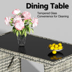 BIRCHTREE Rattan Garden Furniture Set Sofa Footstool Glass Table 9 Seat Patio 04