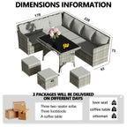BIRCHTREE Rattan Garden Furniture Set Sofa Footstool Glass Table 9 Seat Patio 04