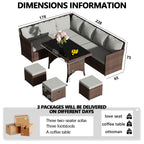BIRCHTREE Rattan Garden Furniture Set Sofa Footstool Glass Table 9 Seat Patio 04